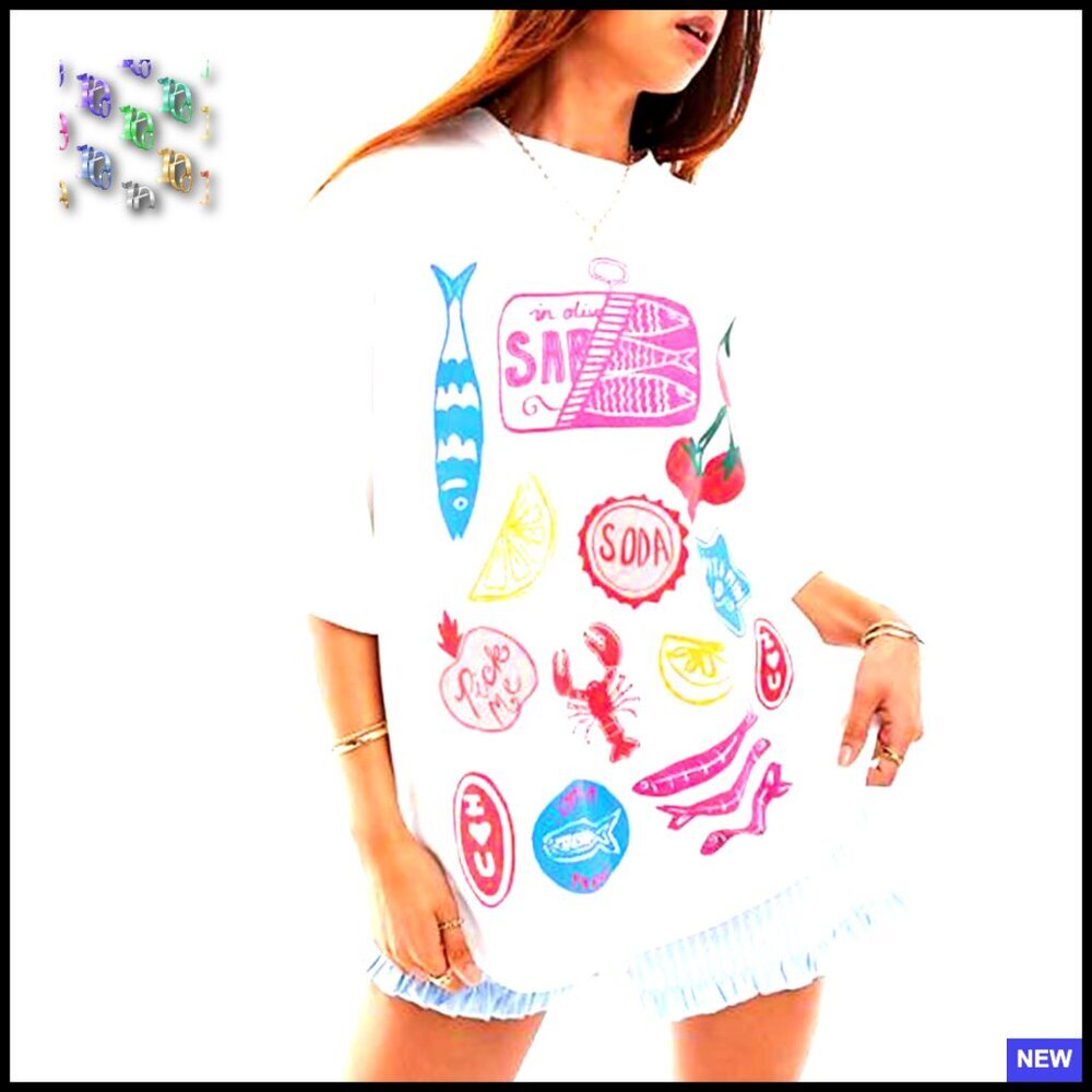 Y2K Oversized Fruit Graphic Tee Vintage Aesthetic Loose Fit Summer Top